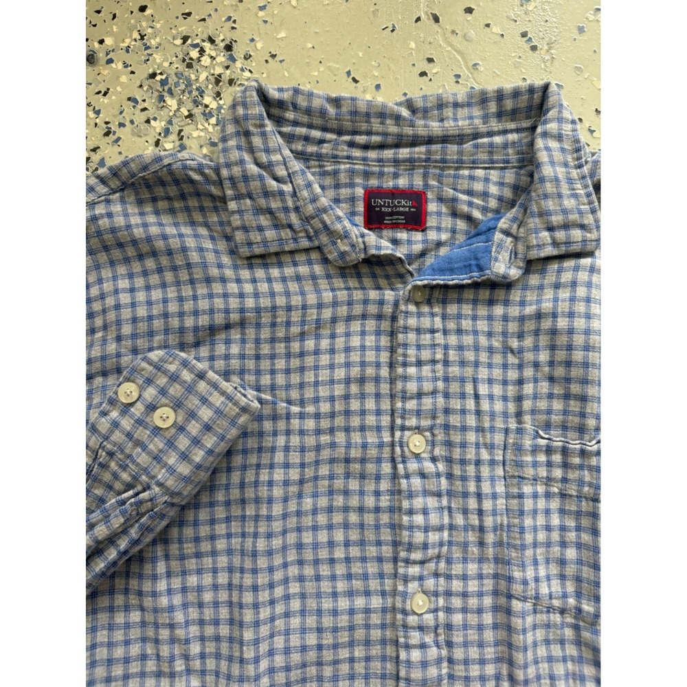 UNTUCKit XXX-Large Blue Plaid Long Sleeve Button Down‎ Shirt Menswear